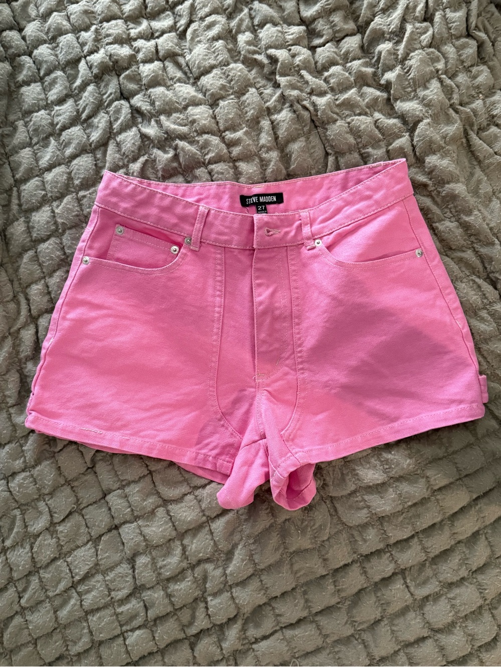 Steve Madden Bright Pink Denim High-Waist Shorts